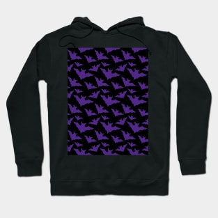 Halloween purple bats black cool spooky silhouette pattern Hoodie